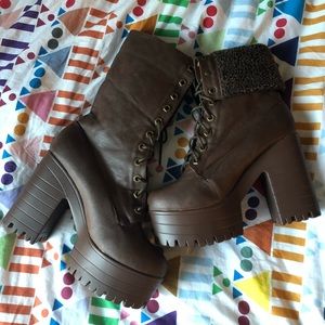 Fashion Nova Jacinto Platform Bootie Brown